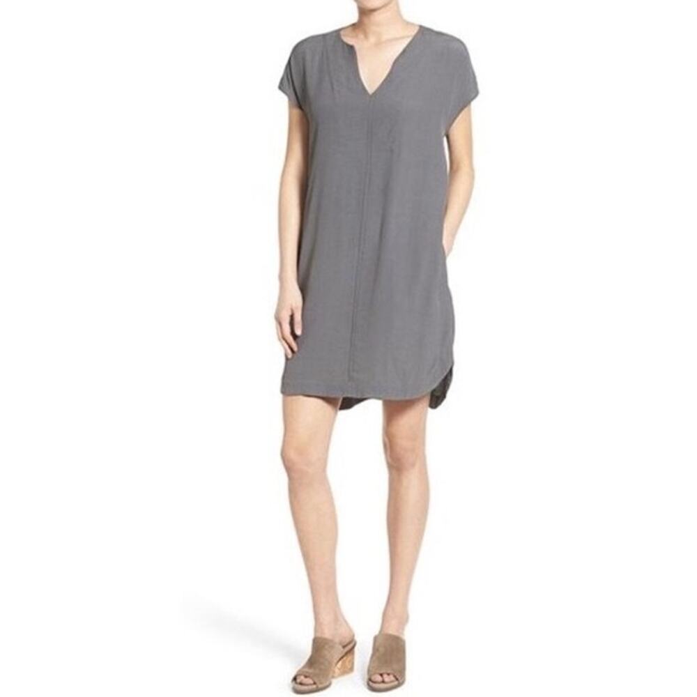 Madewell Tunic Dress V-Neck Du Jour Size L Minimalist Boxy Casual Lightweight